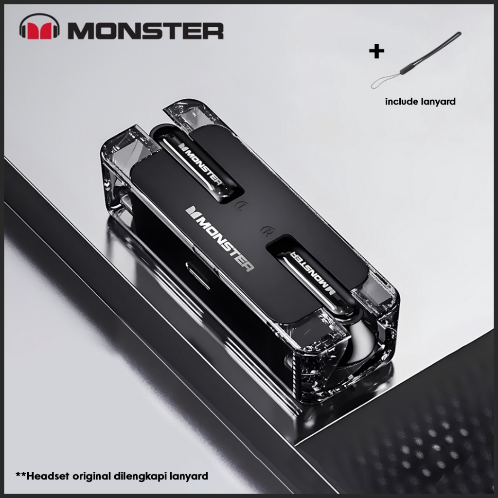 Monster XKT08 Hitam Wireless Earphone Bluetooth Headset Headphone Earbuds TWS