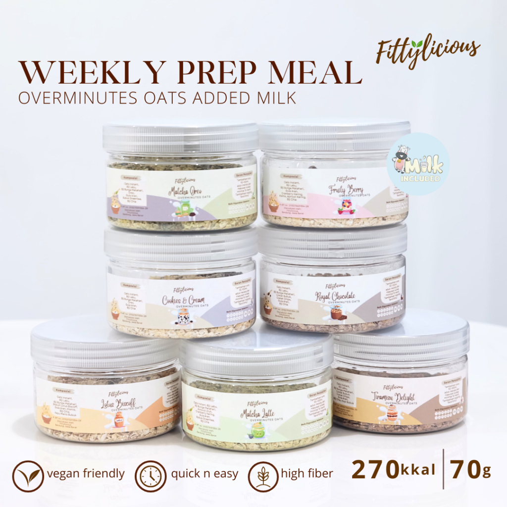 

XMASTER FITTYLICIOUS DIY OVERMINUTES OATS JAR WEEKLY PREP MEAL / OATMEAL / SEREAL OAT / OVERNIGHT