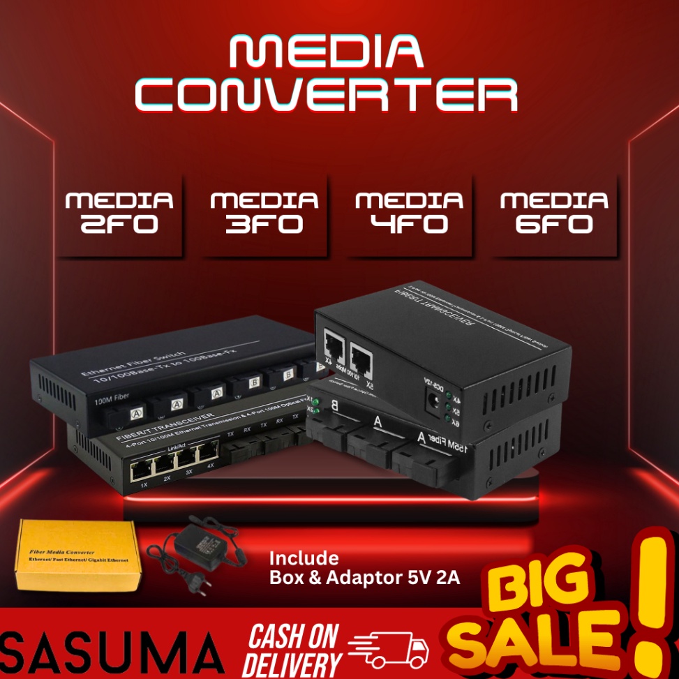 KODE C36Z SASUMA Media Converter 6 Port FO 2 Port Lan Fiber optic Switch Optic 6 SC 2