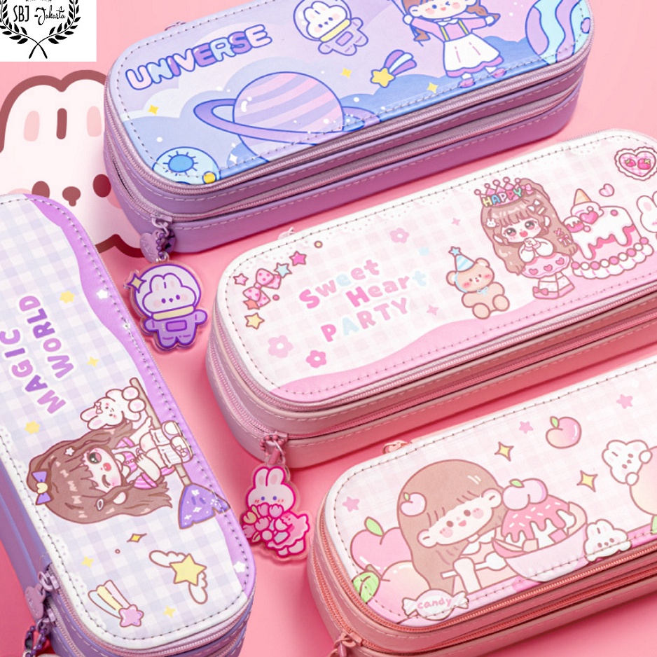 

Big Sale Tempat Pensil Kotak Pensil 2 Layer Luho Korean Style Pensil Case