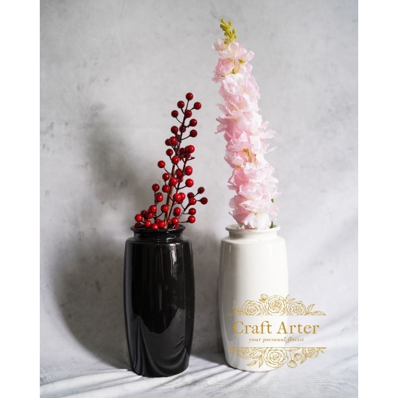 Vas Bunga/ Vas Keramik A538 / Vas Keramik Nordic/ Vas tinggi warna hitam dan putih/ vas model silind