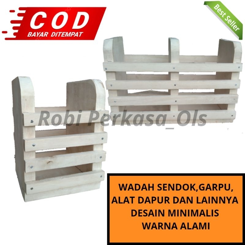 Tempat Sendok Garpu Kayu Minimalis / Rak Sendok Kayu / Wadah Sendok Garpu Kayu / Rak Pensil