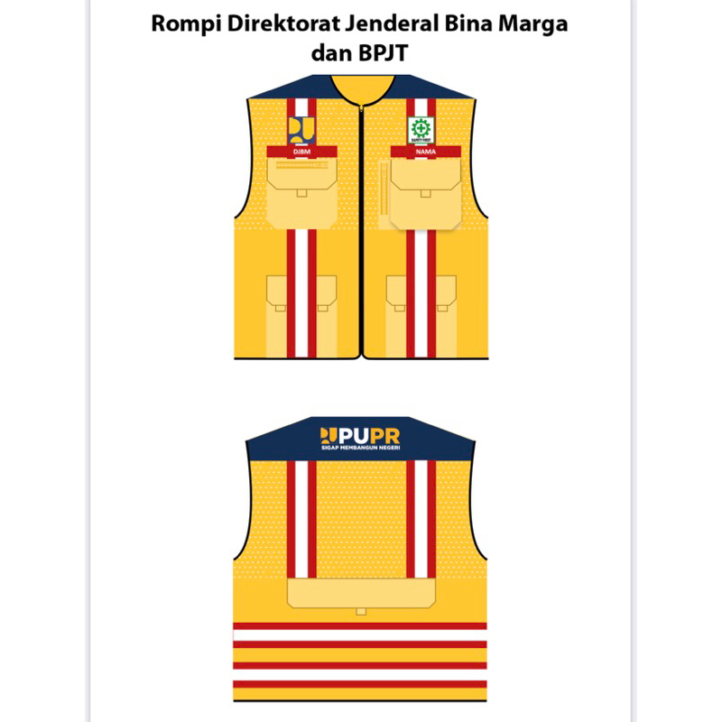 Rompi Pupr Safety Kerja Lapangan Terbaru Bahan Drill Bisa Custom Logo