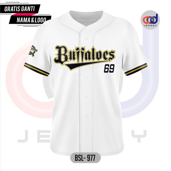 XiB0 Jersey/Baju Baseball Team Buffaloes Full Printing dan Sublime Gratis Pakai/Ganti Nama, Nomor