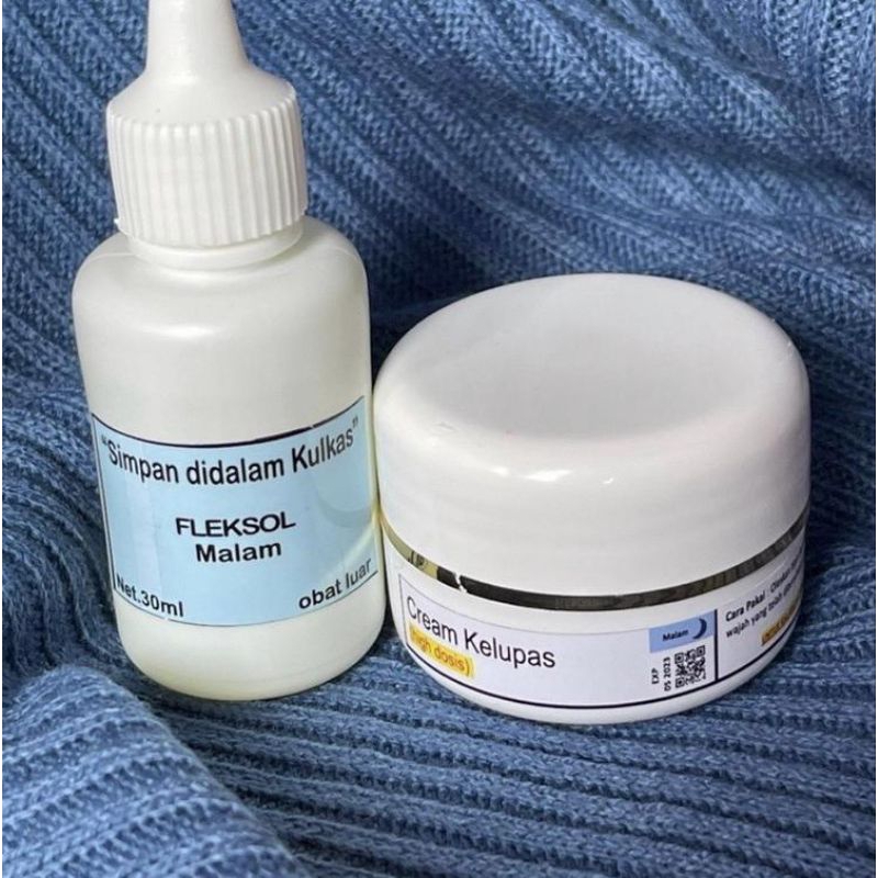 PAKET 2IN1 CREAM KELUPAS DAN FLEKSOL / FLEKSOL TOTOL CREAM KELUPAS MALAM / CREAM MALAM