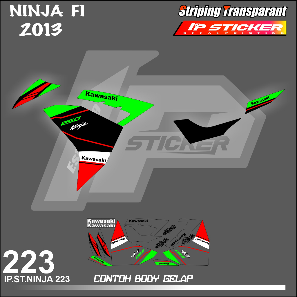NINJA 250 FI 2013 (COD) STIKER STRIPING MOTOR KAWASAKI NINJA 250 FI HOLOGRAM DAN TRANSPARAN