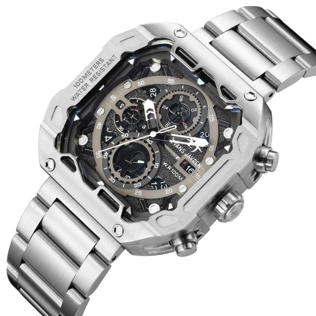 Jam Tangan EVANS JAYDEN Pria Original Series 9596 Rantai Stainless Analog Chronograph WATER RESIST 1