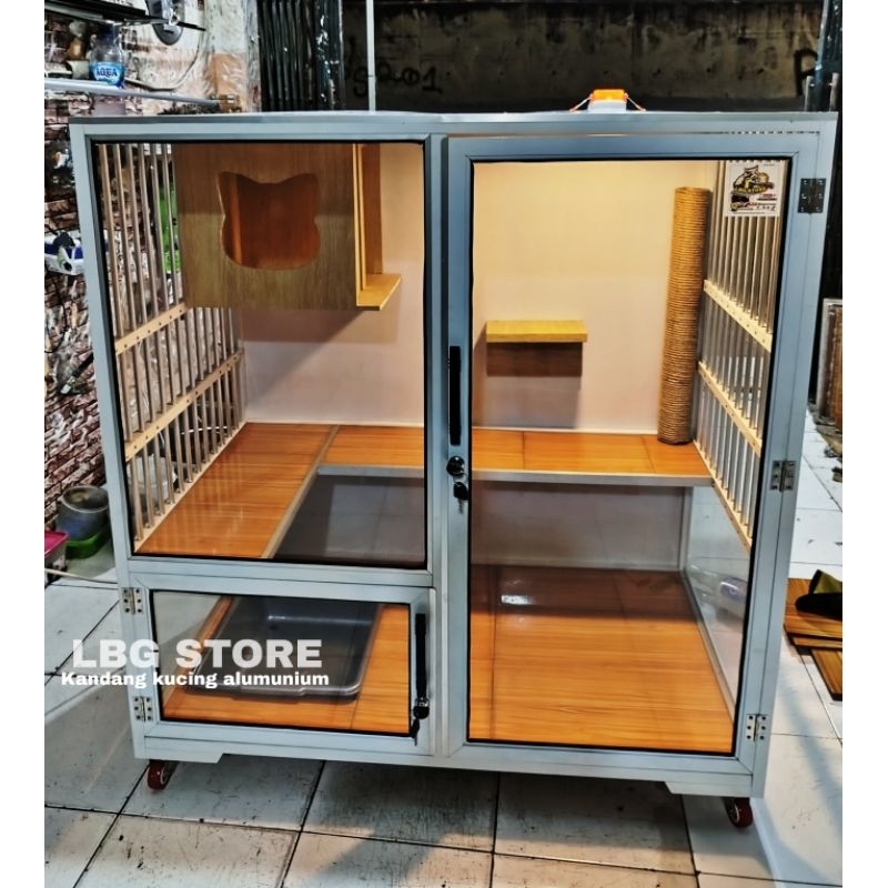 kandang kucing alumunium 1 pintu mini catroom playground
