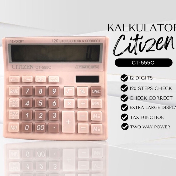 

KALKULATOR FANCY WARNA WARNI CALCULATOR CITIZEN 555N 555 N 555 C 555 COLOUR SERIES 12 DIGIT CHECK ULANG CHECK CORRECT BISA HITUNG ULANG