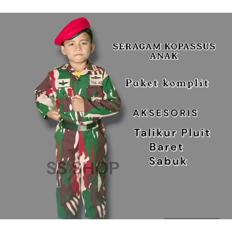 BAJU SERAGAM KOPASSUS ANAK/BAJU KOPASSUS/SERAGAM KOPASSUS ANAK /PAKET KOMPLIT