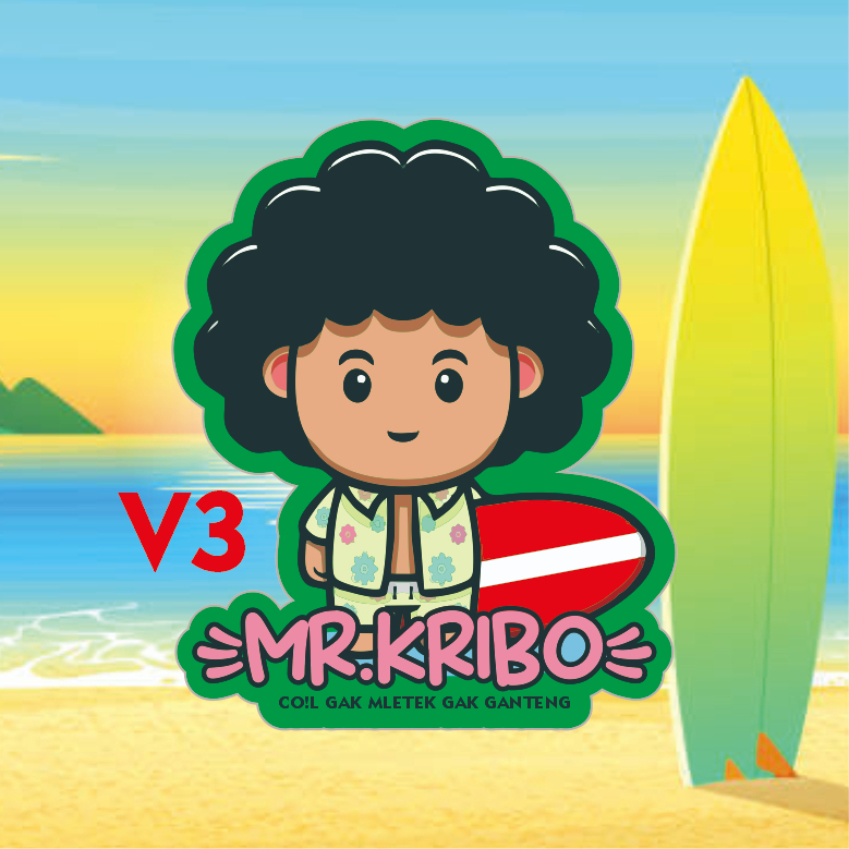 

Sticker/stiker Kribo surfing V3 terbaik anti air isi 10 lembar