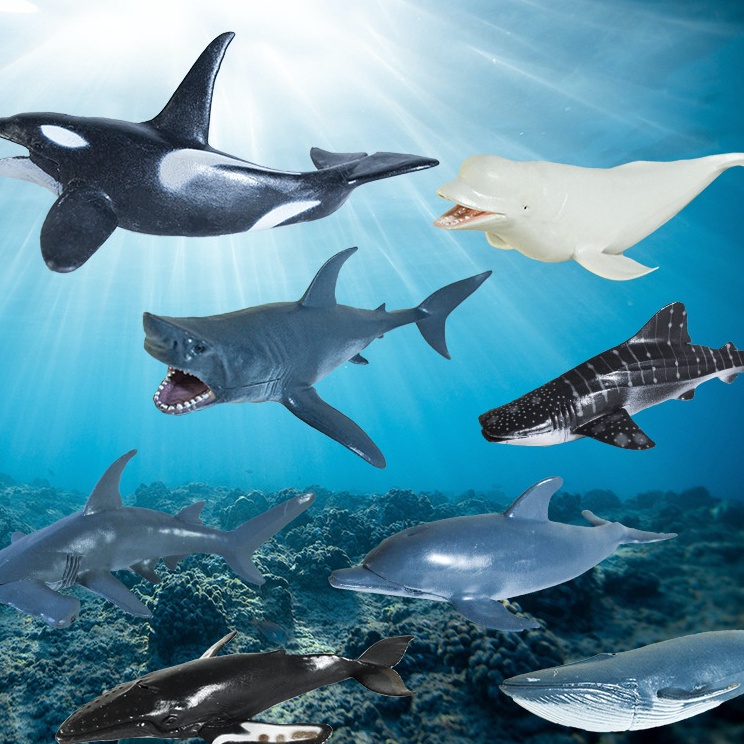 Mainan Binatang Laut Karet Figure Hewan Laut Sea Animal Model Toys Koleksi Bahan PVC Shark Paus BANY
