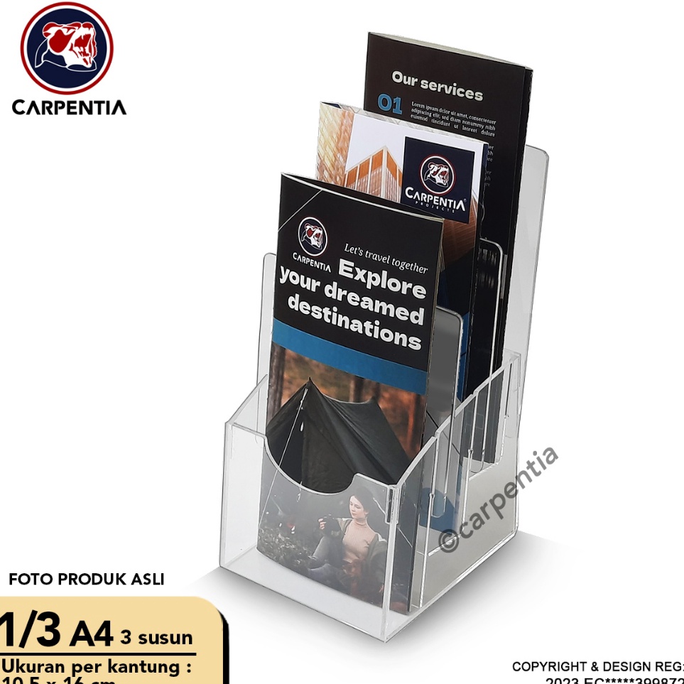 

Carpentia Akrilik Display 3 Tingkat uk 13 A4 A6 Flyer Tipe E 3 n