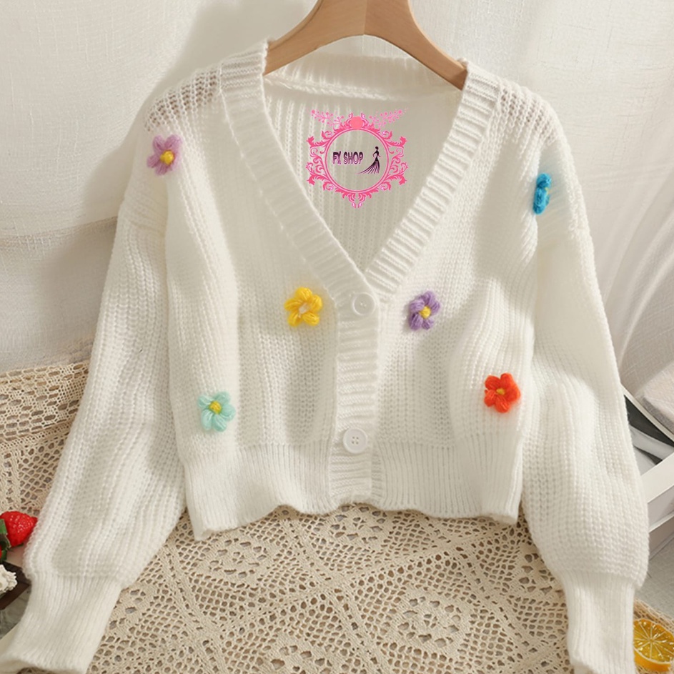 FX SHOP CARDI  CARDIGAN FLOW KOREA PREMIUM BUNGA 3D  Timbul