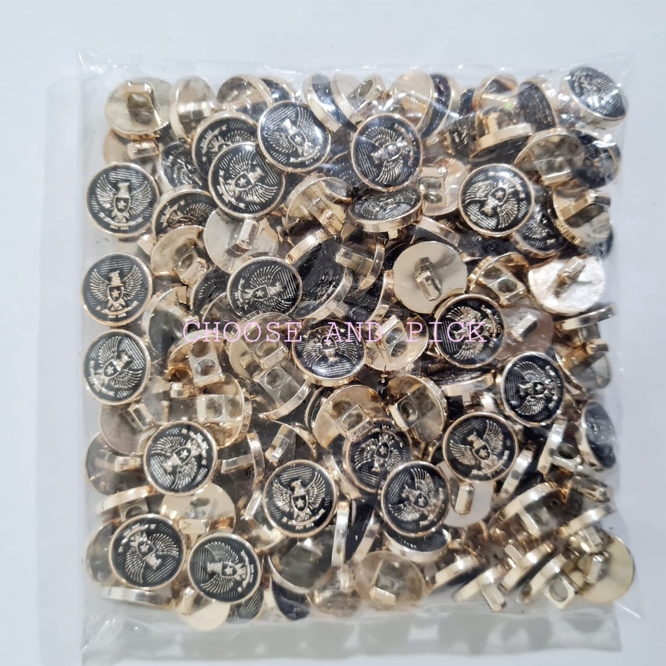 Stock Banyak Kancing Jas Epoxy Motif Garuda Ukuran 15mm 2mm Isi 144pcs Emas  Kancing Jas r Besar  Ka