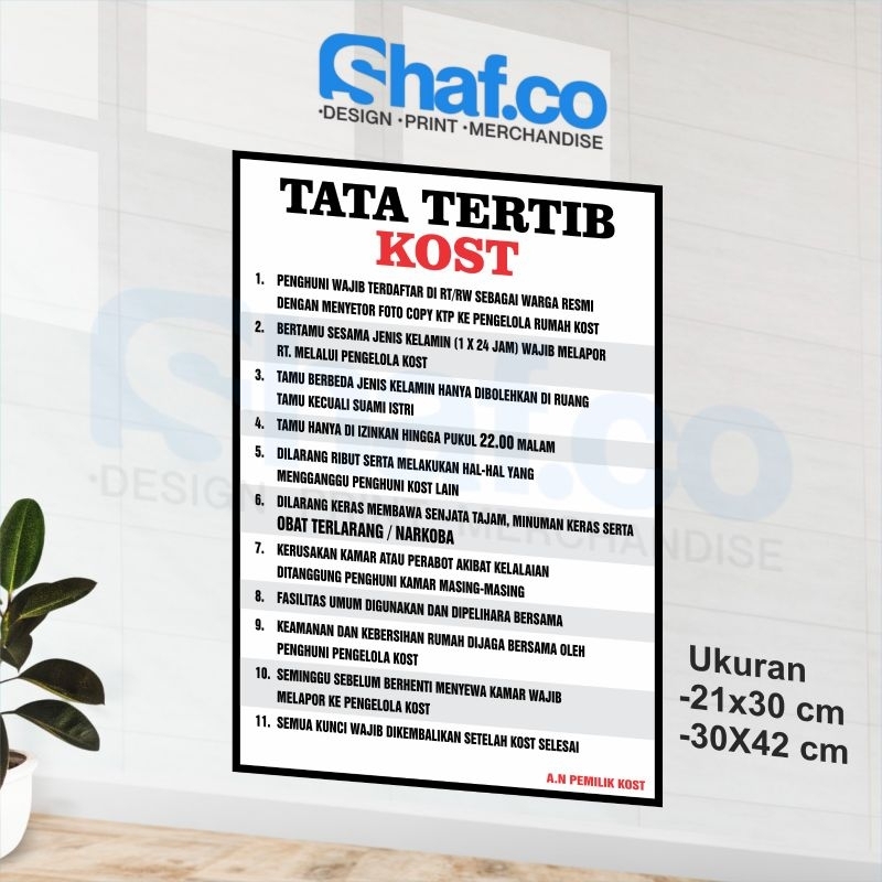 

STICKER TATA TERTIB KOST KEREN