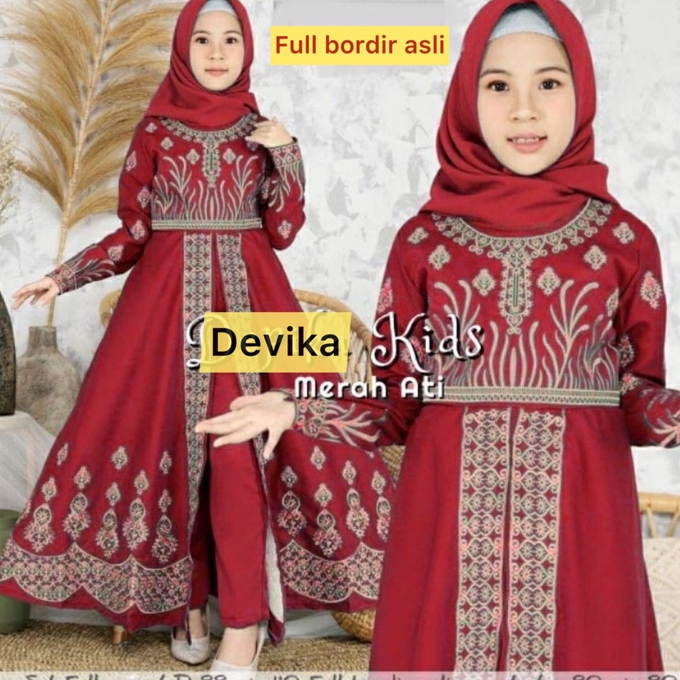 Baju Gamis Anak Perempuan  DIJAMIN FOTO ASLI  Set Gamis Anak Model India Full Bordir Asli Baju Lebar