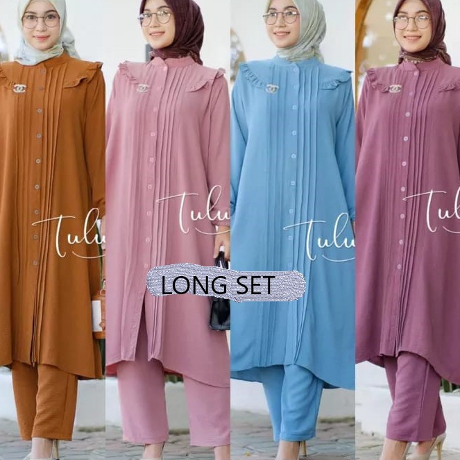 ZIRA Set Crinkle Airflow Jumbo LD 12  ZIRA Set  One Set Jumbo Crinkle Premium Motif Polos  Setelan W