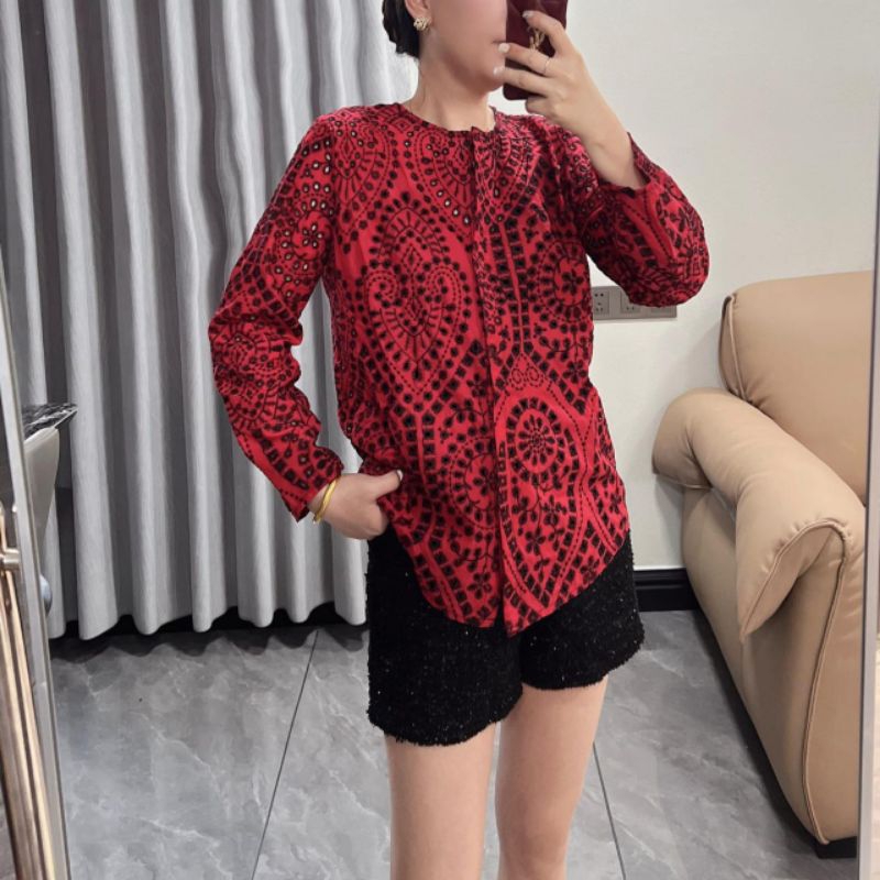 2902 Baju atasan kemeja BLOUSE RIDDELA EMBROIDERED COTTON KATBOL HIDDEN BUTTON KATUN BORDIR BOLONG K