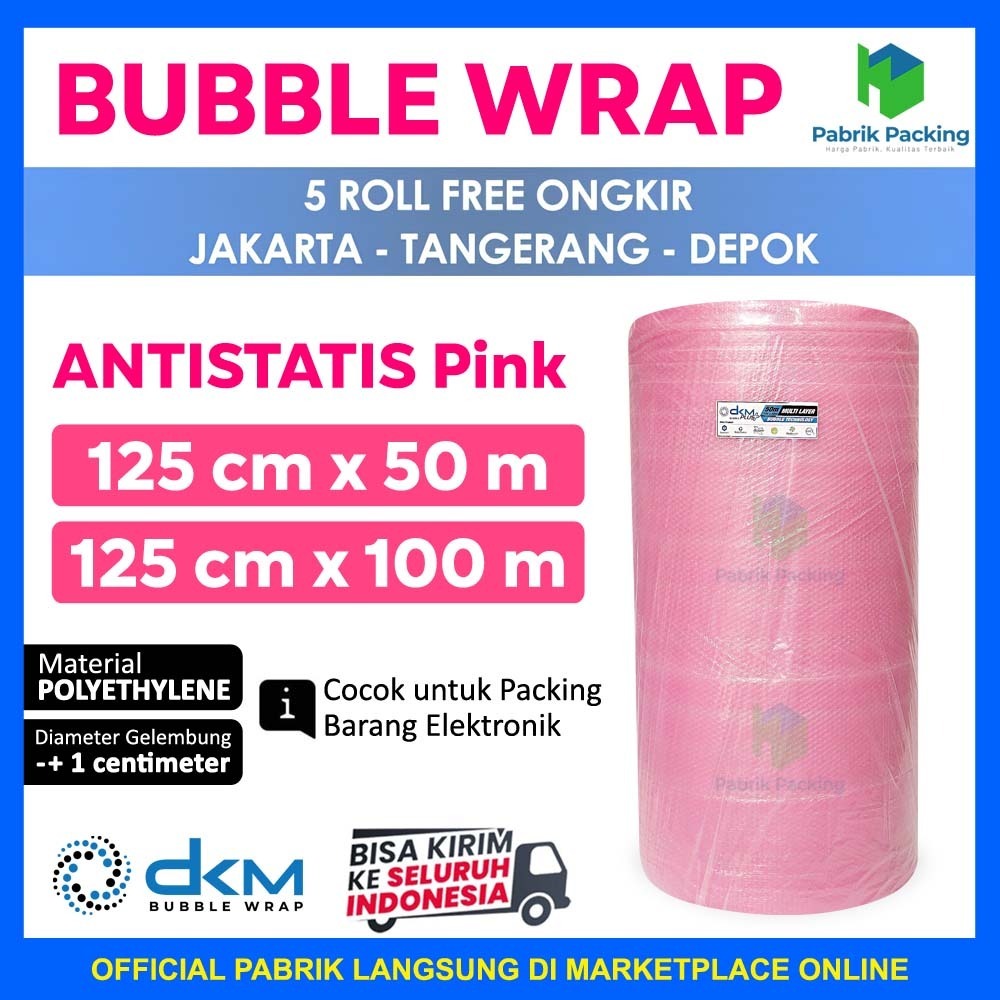 

Bubble wrap roll dkm plus pink tebal anti statis bubble wrap tebal roll