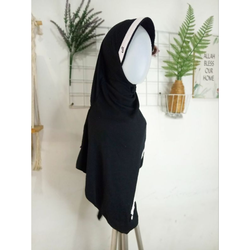 [FLASH SALE] Jilbab Rabbani Hitam Kaos Size S Like New Preloved | Kerudung Rabbani | Jilbab Sekolah 