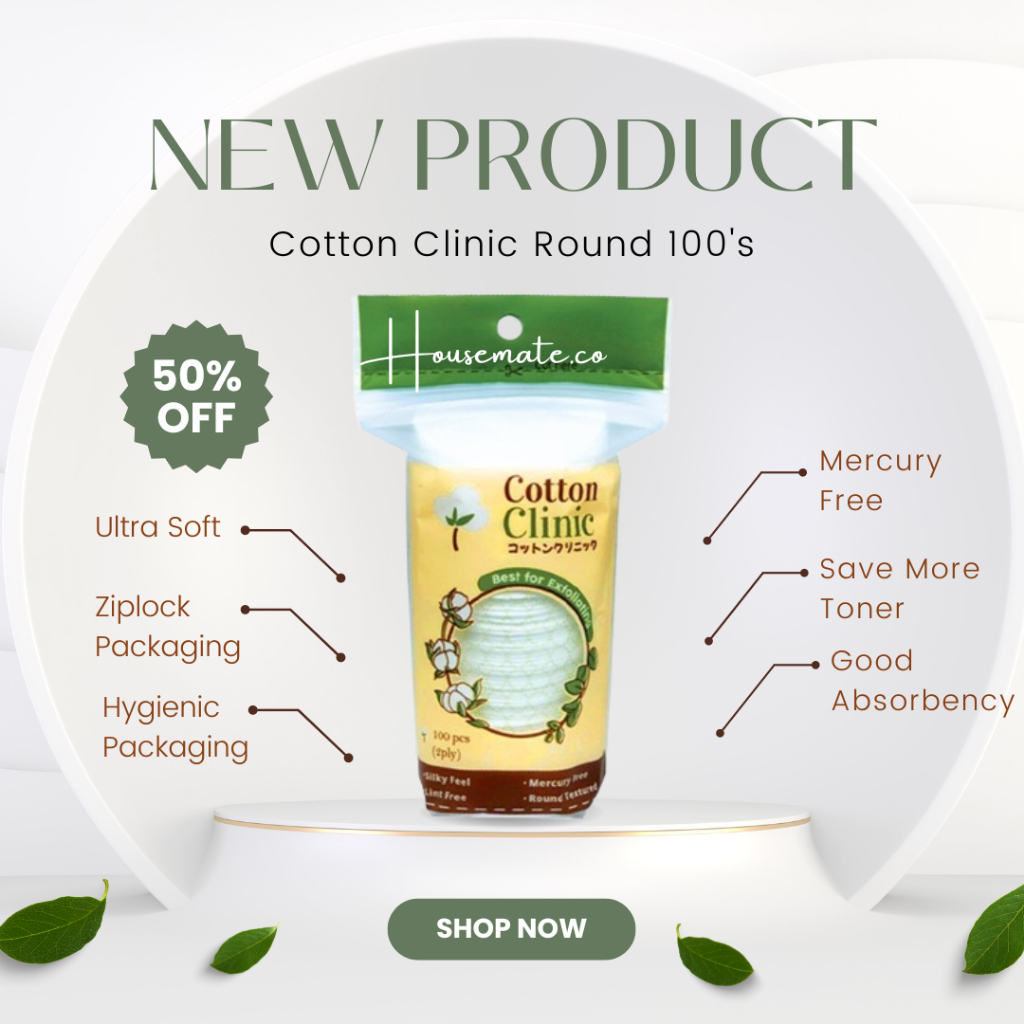Cotton Clinic Round 100'S / Kapas Wajah / Pembersih Wajah / Kapas Toner / Pembersih / Kapas Bulat