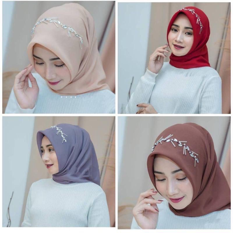 Hijab Bella Square Payet Laser Cut / Segiempat Bella Pearly LC - KS