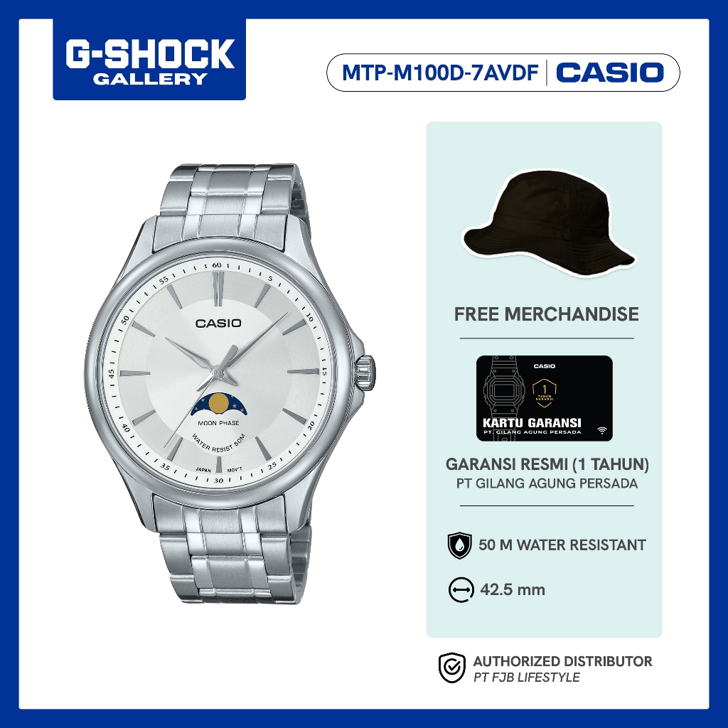 Casio General MTP-M100D-7AVDF Original Jam Tangan Pria Analog Silver