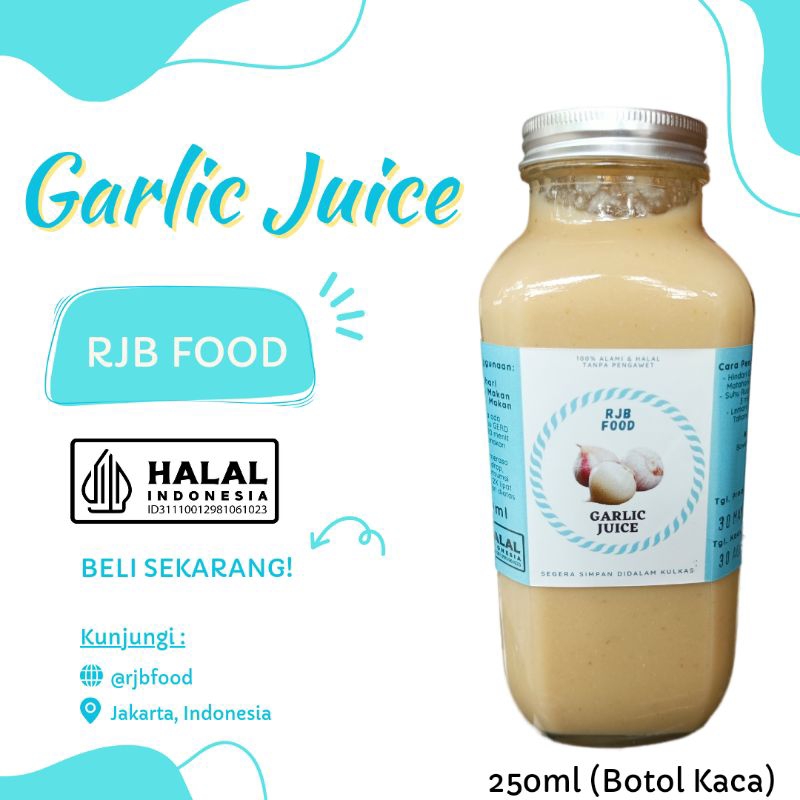 

250ml Jus Bawang Putih Tunggal Jahe Merah Lemon Madu Hutan Cuka Apel Bahan Alami (Botol Kaca)