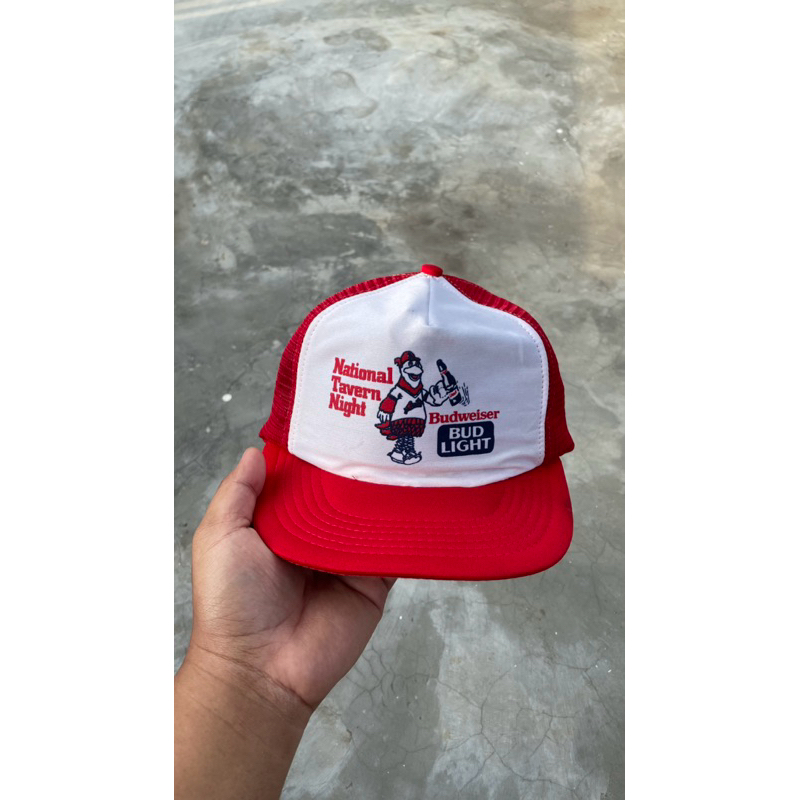 Vintage STL Cardinals Budweiser Bud Light Fredbird Trucker Hat National Tavern