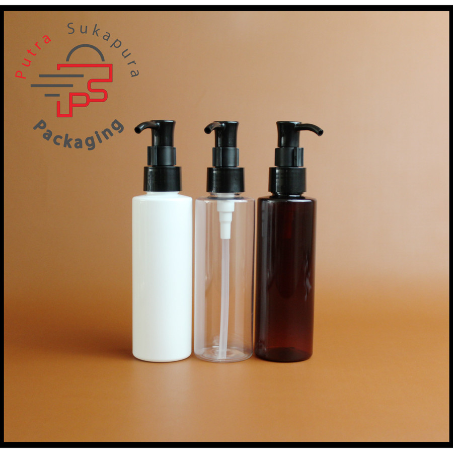 Botol pump 150ml rf/botol lotion pump 150ml/pump clip oil hitam