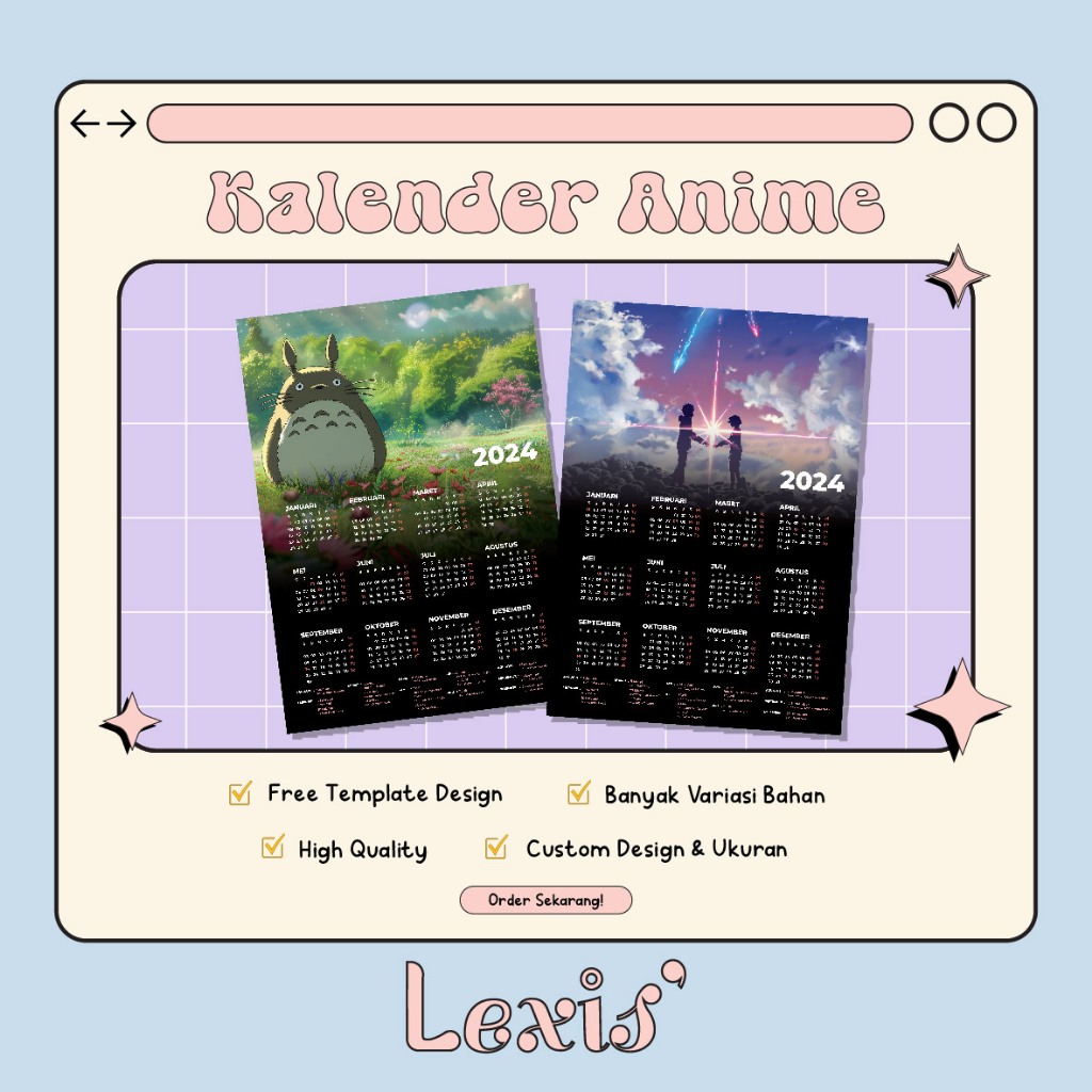 

Kalender Anime 2024 Cetak Kalender Dinding Karakter Poster Anime