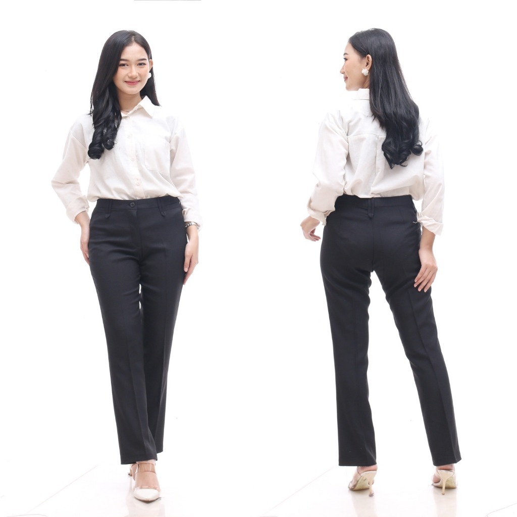 Celana Kerja Kantor Wanita Hitam Jumbo Melar - Work Pants Big size Black Stretch