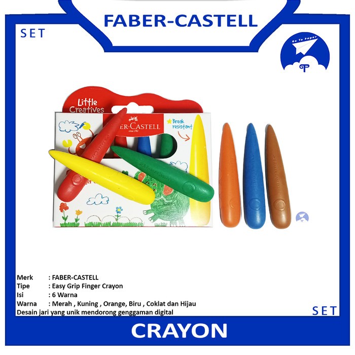 

FABER-CASTELL - Easy Graps Grip Finger Crayons Isi 6 Warna - Set