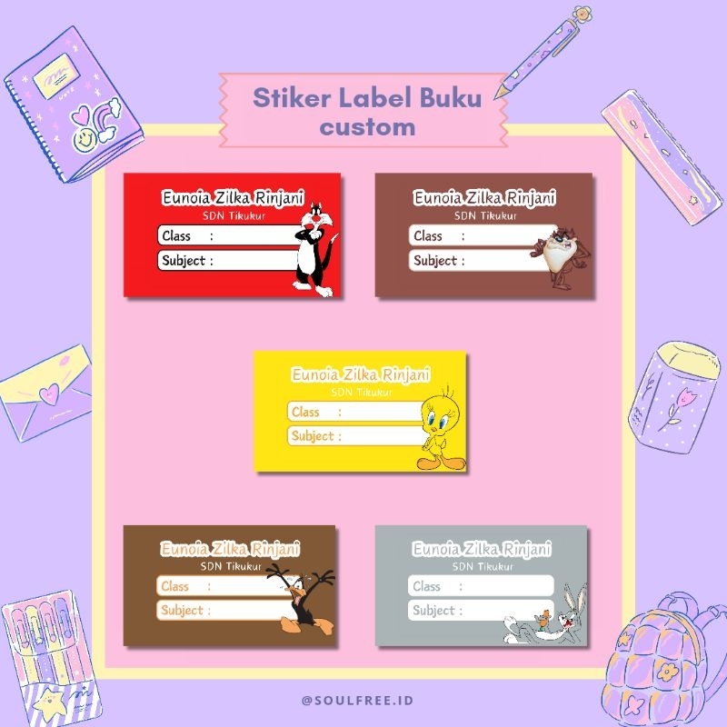 

[40pcs] stiker label buku custom / stiker label mapel / stiker label buku lucu