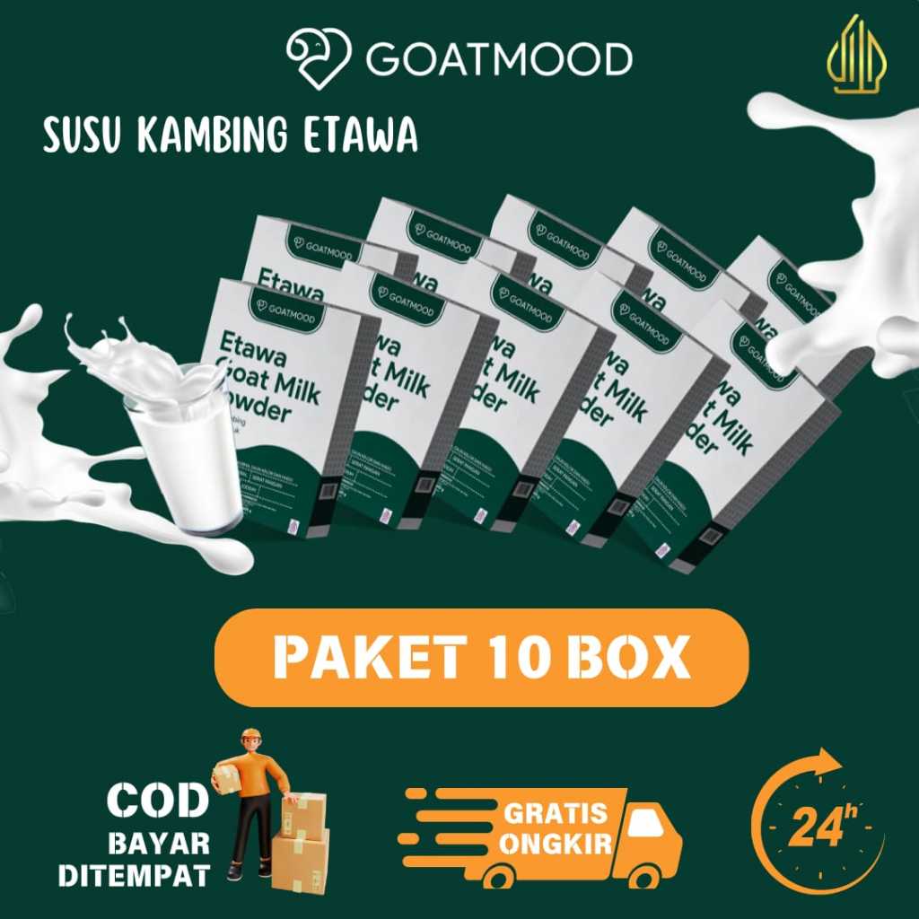 

PAKET 10 BOX GOATMOOD - Susu Kambing Etawa 100% Alami Tanpa Efek Samping Untuk Nyeri Tulang Sendi dan Sesak Nafas 485 Gram