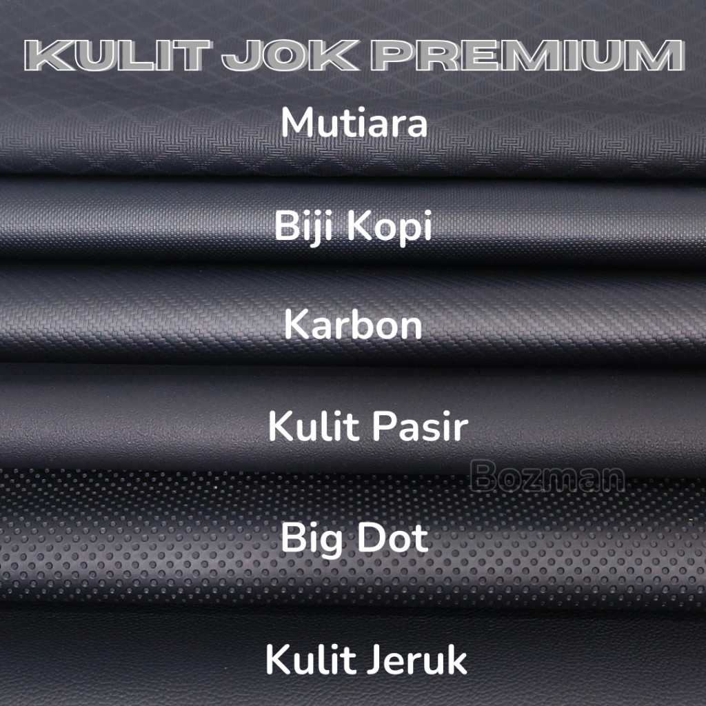 Kulit Lembaran Jok Motor Tebal Motif Kulit Karbon Hitam Polos - Elastis, Nyaman
