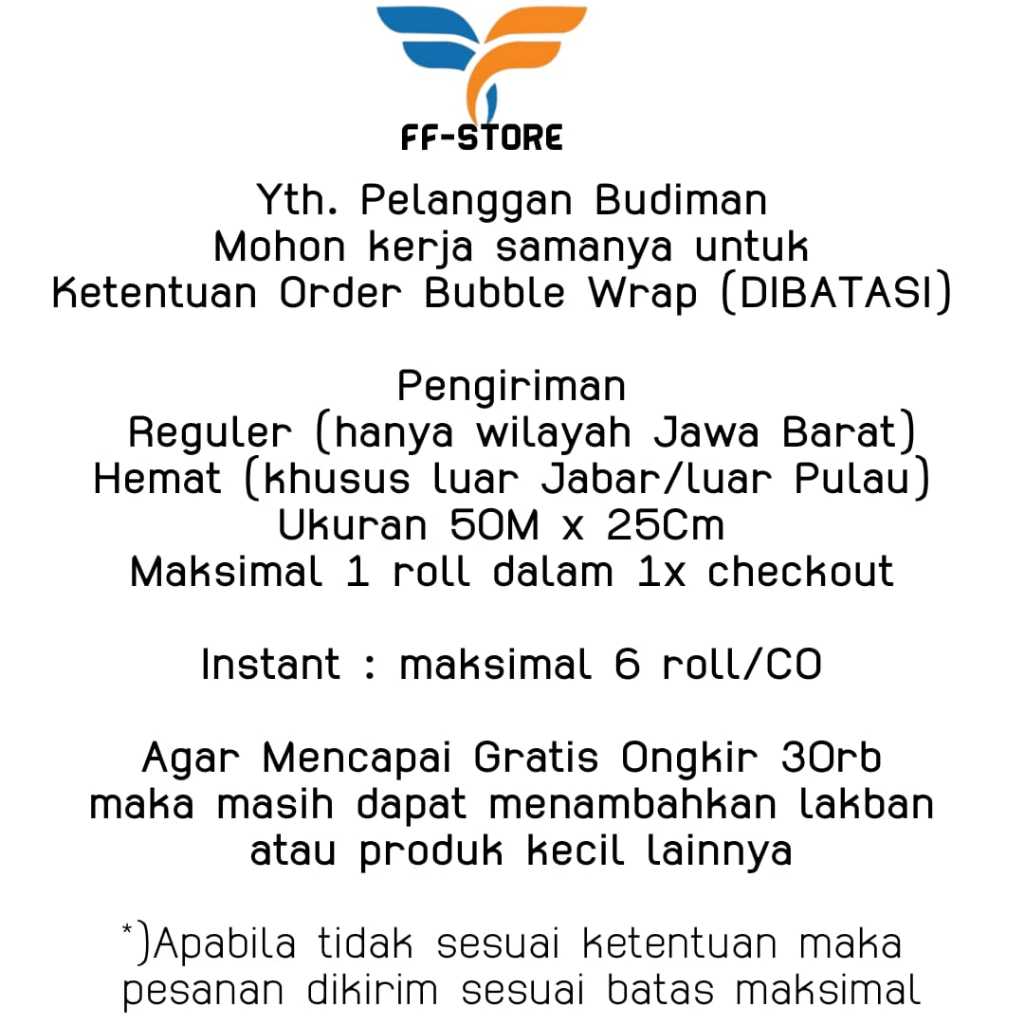 

H3T [REGULER] [50Mx25Cm] Bubble Wrap 25cm x 50M Bubble Wrap Bening Plastik Bubble Wrap Bubble Wrap