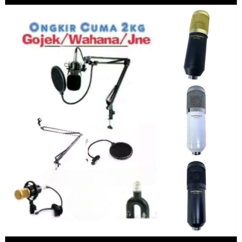 Paket Lengkap BM800 BM700 Profesional Microphone Home Recording Studio - Taffware BM700 BM800