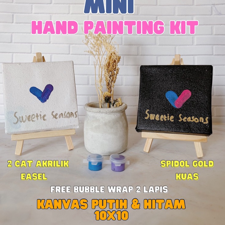 

Terbaru MINI DIY Hand Printing Painting Kit Canvas 1x1 cm by Sweetie Seasons Cap Tangan Paket Melukis