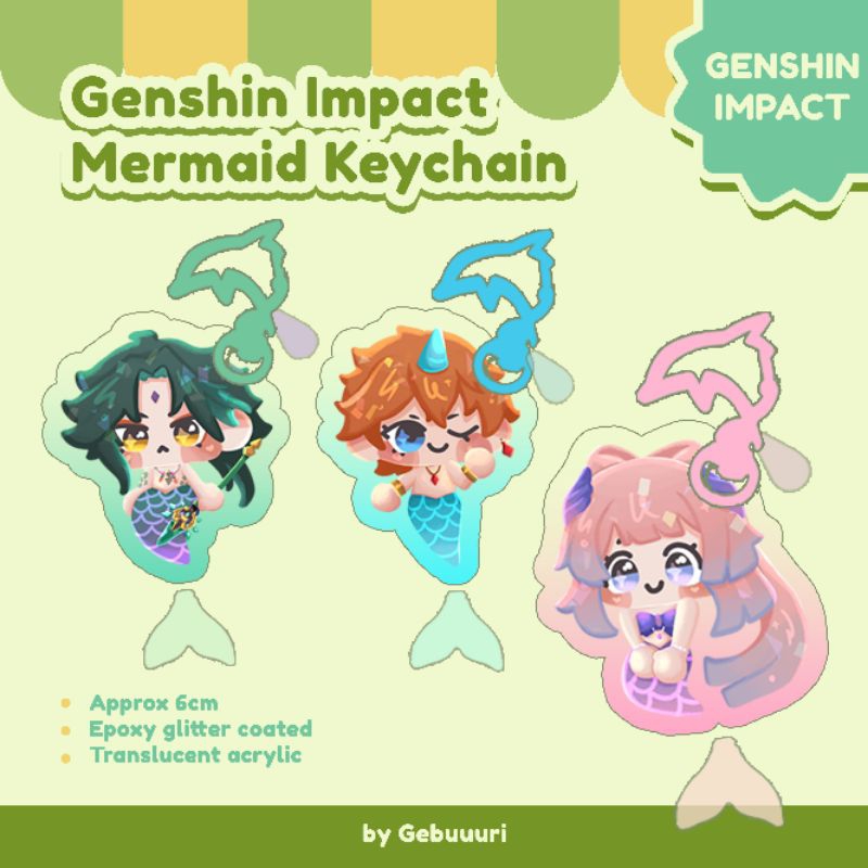 Genshin Mermaid Epoxy Keychain - Fanmerch by Gebuuuri