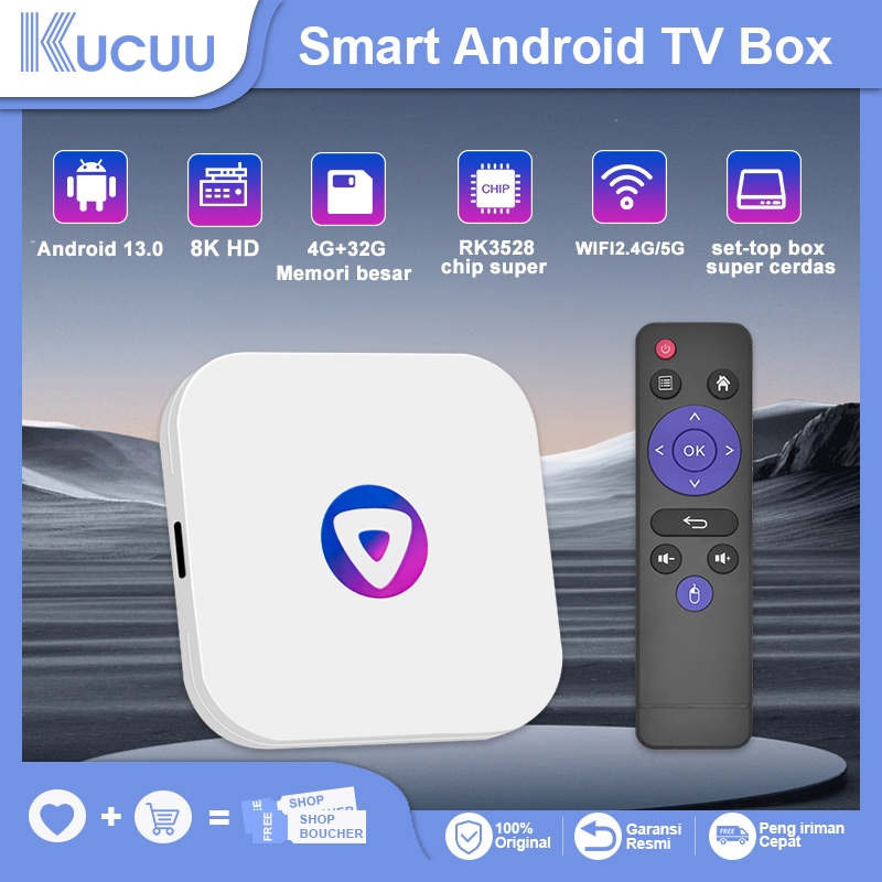 KUCUU Android Tv Box Android 13 OS  STB Ram 4gb Rom 32gb Wifi 5G/2.4G Smart Tv Box 8K Ultra HD