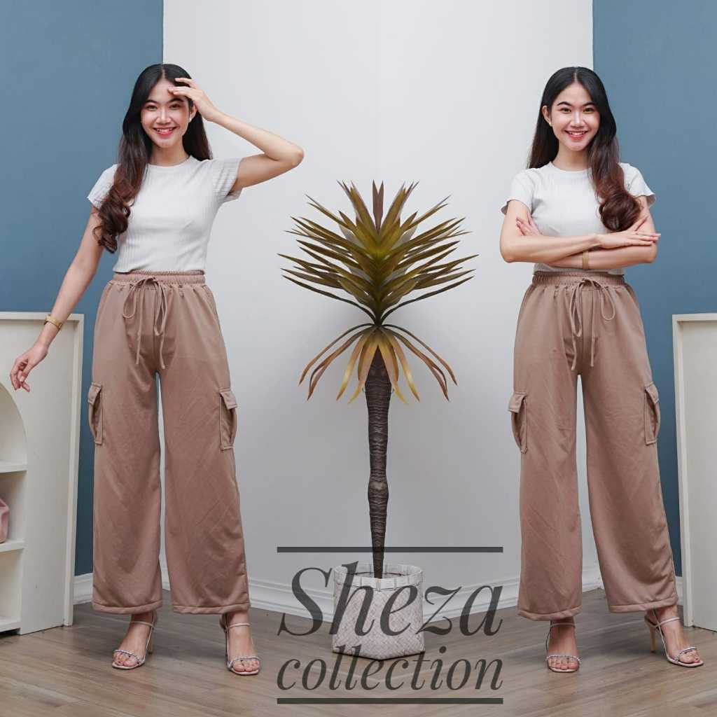 Yoona Cargo Pants - Celana Cargo Babyterry Tali Serut
