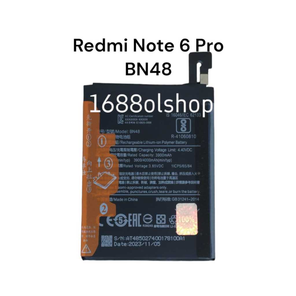 Baterai Xiaomi  Redmi Note 6 Pro    BN48   BN 48  bn48  Original Baterei Battery Batre Batrai Batere