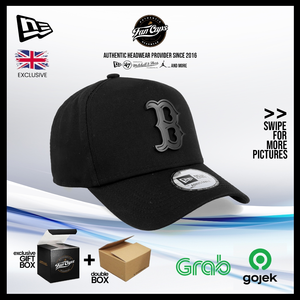 Topi New Era Original MLB Boston Red Sox Metal A-Frame warna Hitam | FREE GIFT BOX