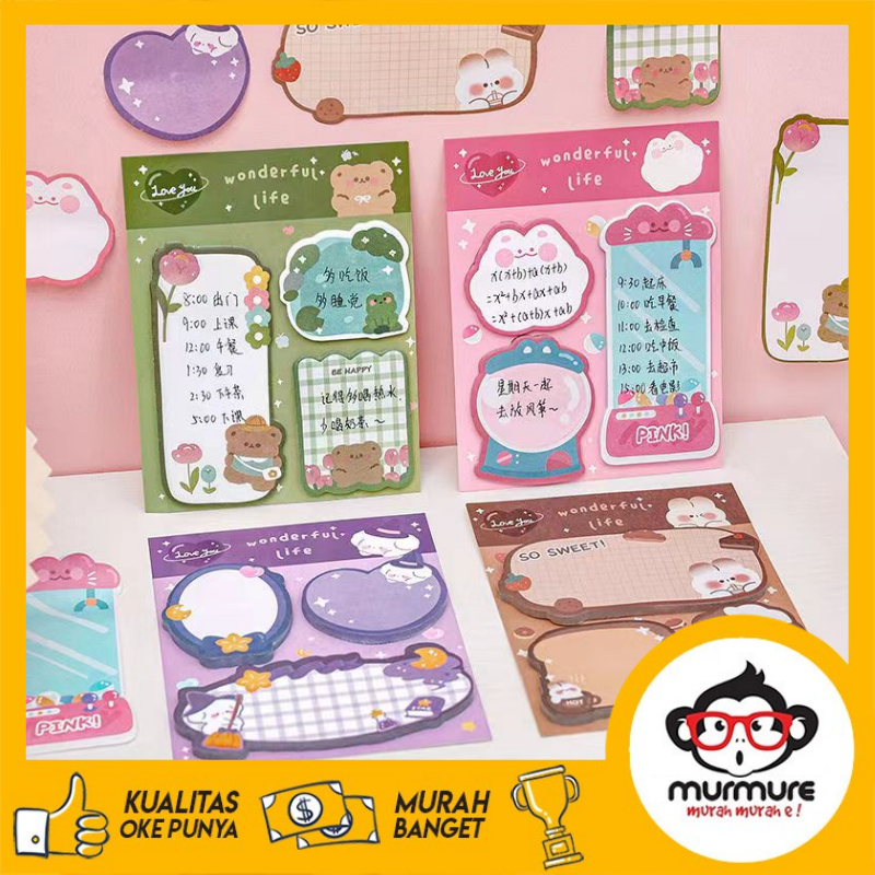 

MURMURE I STICKY NOTE KARTUN / 60 LEMBAR MEMOPAD WARNA 3 IN 1 WONDERFUL LIFE