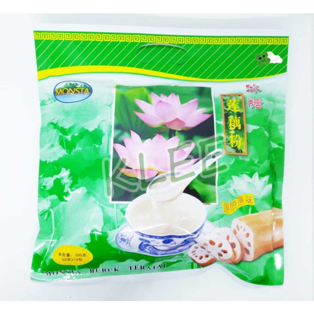 

HALAL Monsta Minuman Serbuk Bubuk Tepung Pati Akar Teratai Instant - Monsta Bubuk Teratai (Isi 10sachets x 30g) - - Bubuk Akar Teratai - Lotus Root Powder - Rotus Root Starch 300g 冰糖 连藕粉