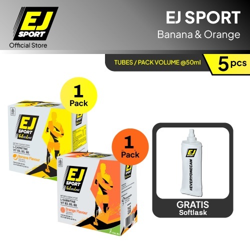 

[Running Packacge] EJ Sport Banana 1 Pack + EJ Sport Orange 1 Pack - Energy Gel + FREE Softlask