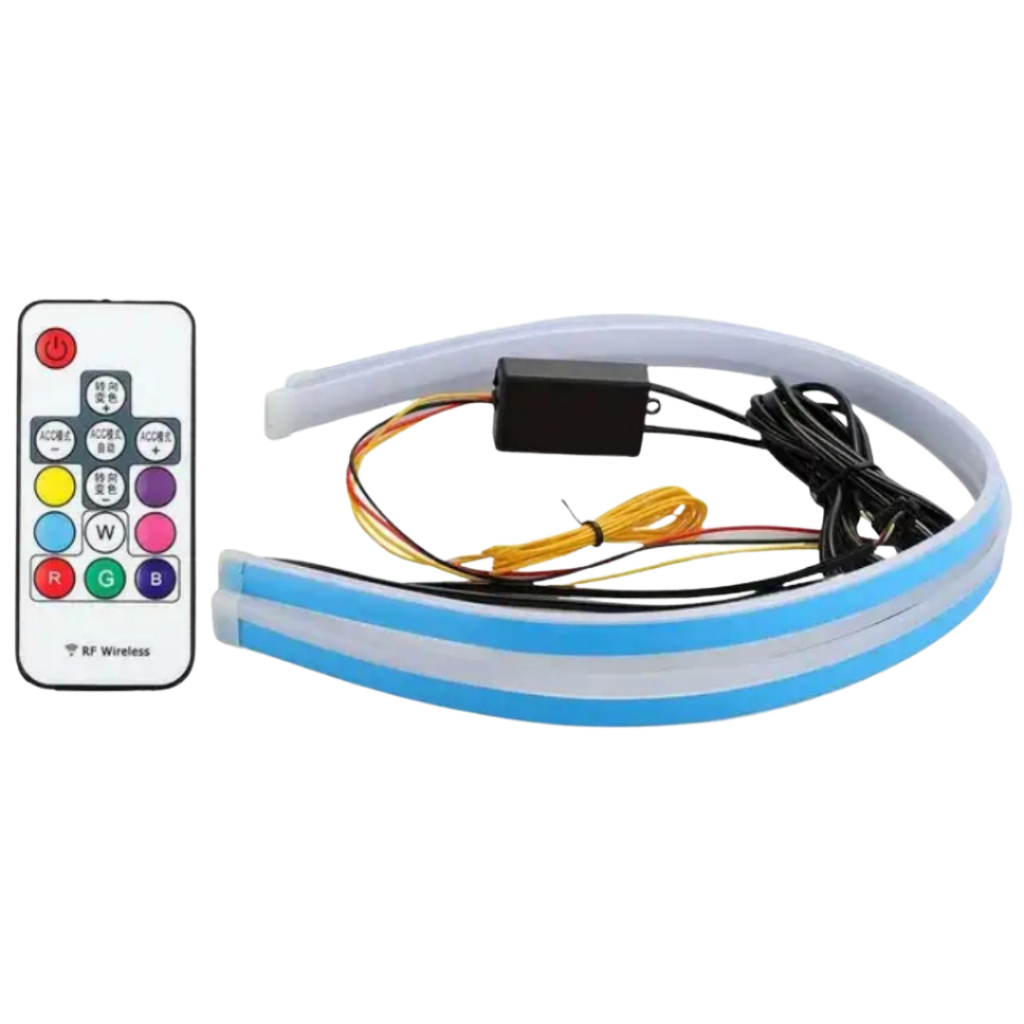 X-Case Lampu Alis Led Sen Running Rgb Remot 12 - 24 Volt 30 Cm 60 Cm Waterproof Universal