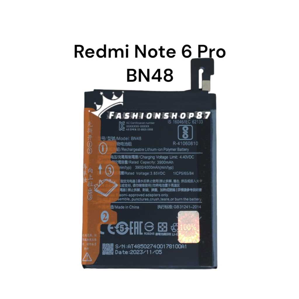 Baterai Xiaomi  Redmi Note 6 Pro    BN48   BN 48  bn48  Original Baterei Battery Batre Batrai Batere